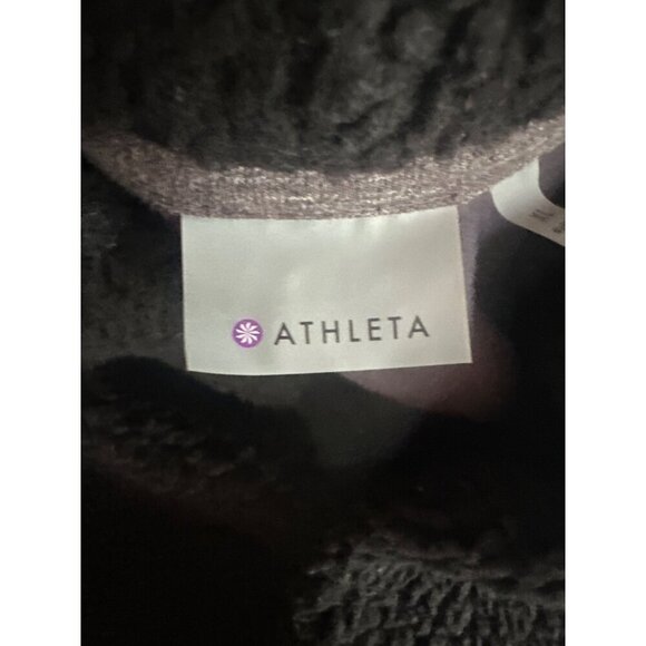 Athleta Gray Apres Anything Black Fleece Sherpa Collar Vest Size X Large - Picture 3 of 6